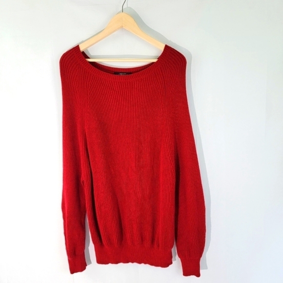 MaxMara Women's Red Crewneck Cable Knit Sweater Size M/L Cozy & Warm Valentine - Picture 1 of 8